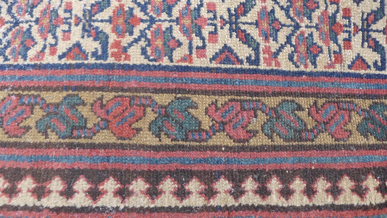 Antique Handmade Persian Rug 52"X108" Wool on wool image 2