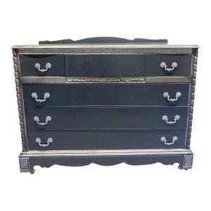 Antique French Style Dresser Painted In Gray and White