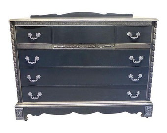 Antique French Style Dresser Painted In Gray and White