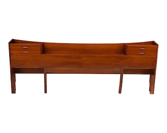 Midcentury Danish Walnut With Bookcase Larger Than King Size Headboard