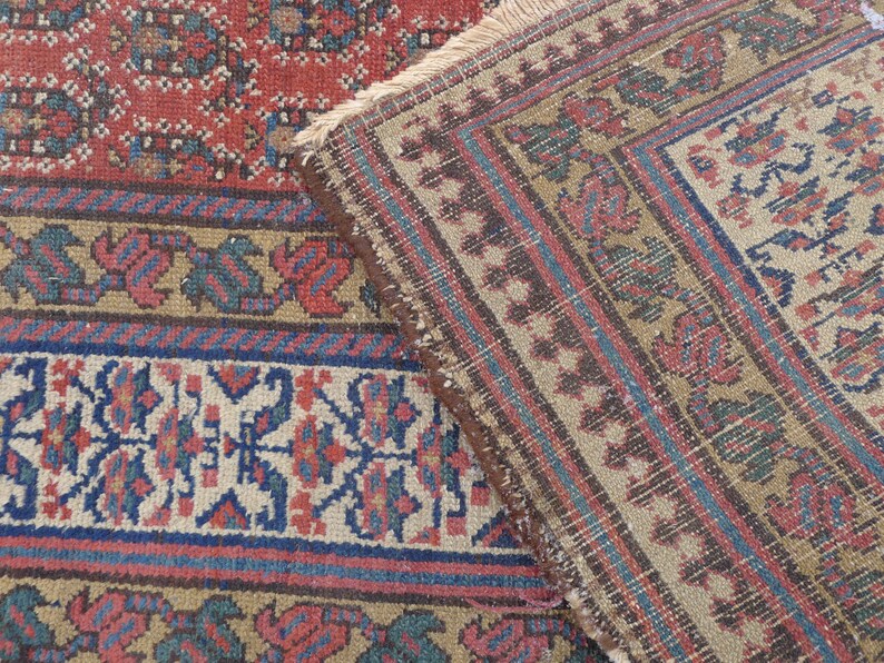 Antique Handmade Persian Rug 52"X108" Wool on wool image 4