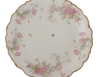 Antique Limoges Large Floral Design Platter 12"D , FREE DOMESTIC SHIPPING!!!