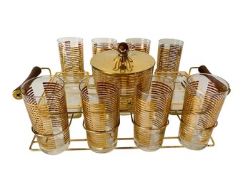 Midcentury Colony Glass Company Bar Glasses  12 Pcs  Set, FREE DOMESTIC SHIPPING!!!