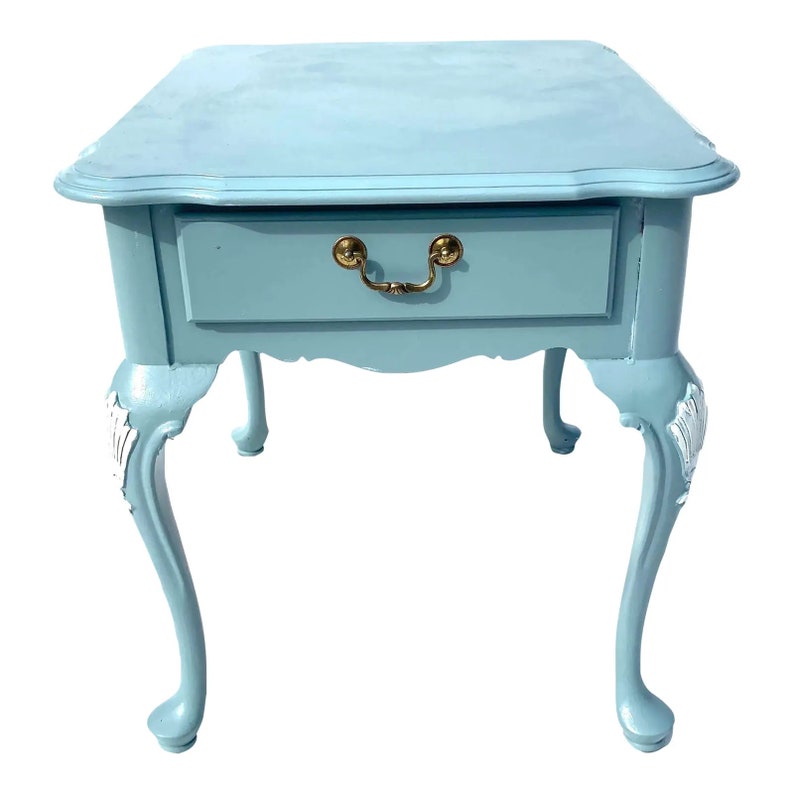 Ethan Allen Solid Mahogany Endtable New Painted in Sea Foam & Etsy