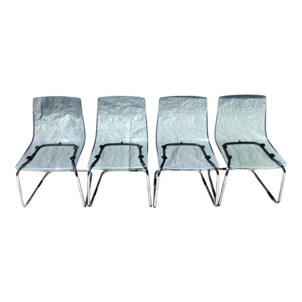 Lucite Dining Chairs in Smoked Gray - Set of 4, 150 Miles from our zip code (06426) To Yours FREE DELIVERY!!!