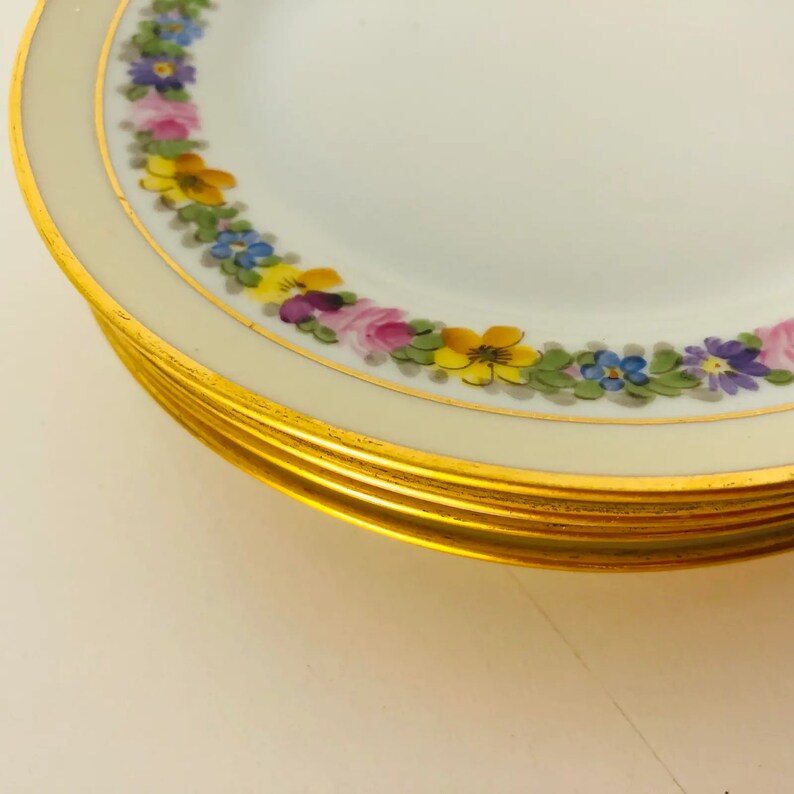 Vintage Walter Wilson Hand Painted Floral Plates Set of Etsy