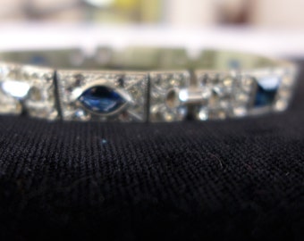 Art Deco Rhinestone Bracelet 7"Long