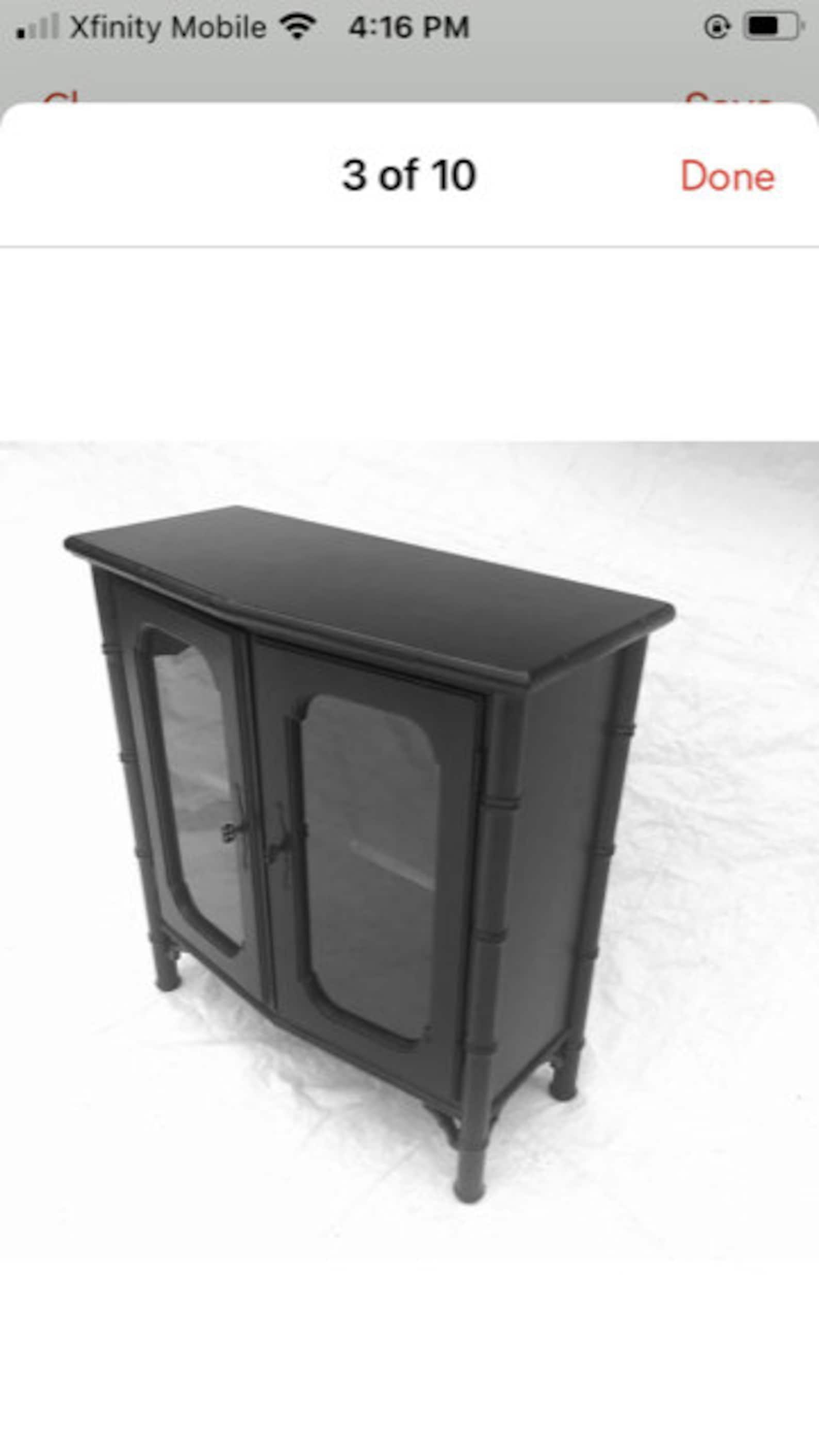 Vintage Solid Oak Wood Glass Newly Painted Inasian Black ,150