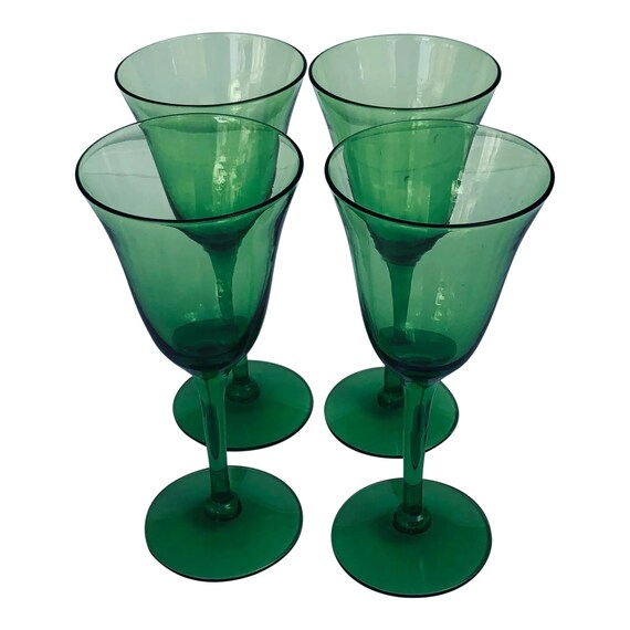 Verre à Vin Ancien Cristal Taillé John Walsh – Bol Vert Longue Tige