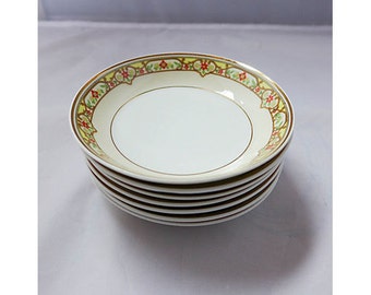 Elegant Set of 7 Berry or Dessert Bowls  Marked" Vignaud Limoges Made in France(Jordan Marsh Co.) 5""D