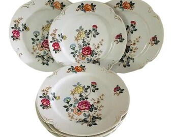 Vintage Charm Crest China Mayfair Dinner Plates - Set of 8, FREE DOMESTIC SHIPPING!!!