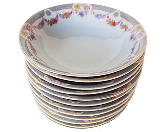 Set of 12 Elegant Floral Berry or Dessert Bowls Marked"  Bavaria PSAG"