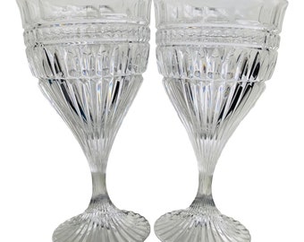 Mikasa "Titan" Pattern Cut Crystal Wine Glasses- Set of 2  FREE DOMESTIC SHIPPING!!!