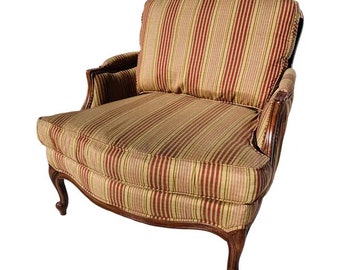 Ethan Allen French Louis XV Style Striped Versailles Bergere Chair,FREE DELIVERY, 150 miles from our zip code(06426) to yours , Please read!