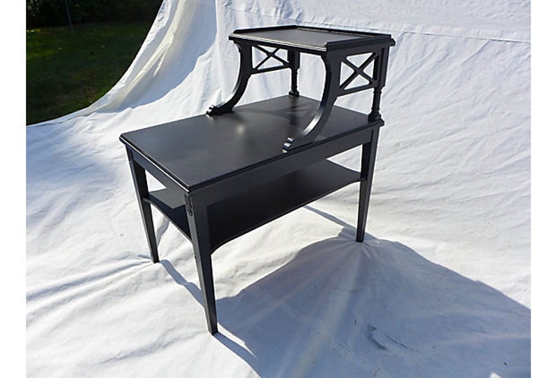 Sale Org 299 00 Midcentury Mahogany Tier Side End Table Painted In Charcoal Gray