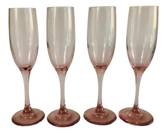 Vintage Libbey Pink Champagne Glasses S/4, FREE DOMESTIC SHIPPING!!!