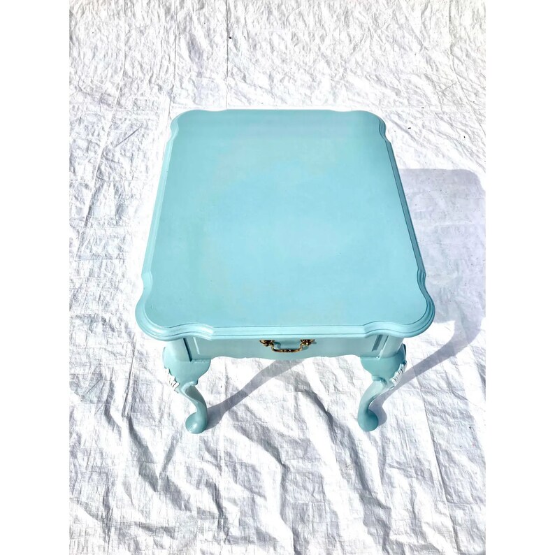 Ethan Allen Solid Mahogany Endtable New Painted in Sea Foam & Etsy