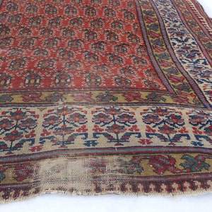 Antique Handmade Persian Rug 52"X108" Wool on wool image 3