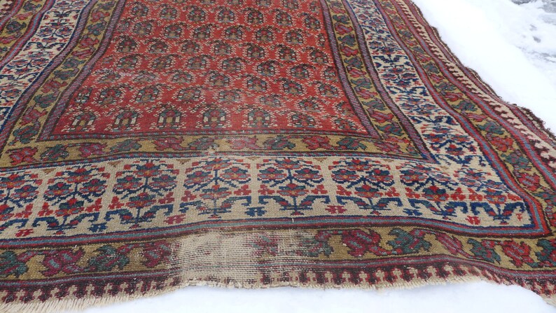 Antique Handmade Persian Rug 52"X108" Wool on wool image 3