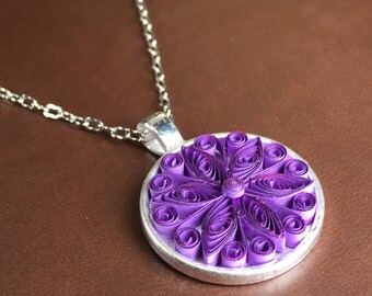 Purple Pendant - Paper Quilling/Filigree