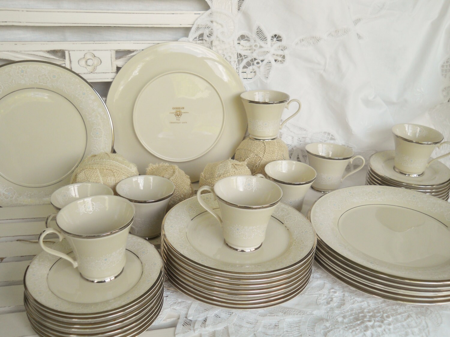 Vintage Gorham Chantilly Lace China Dinner Plates Salad Plates Etsy