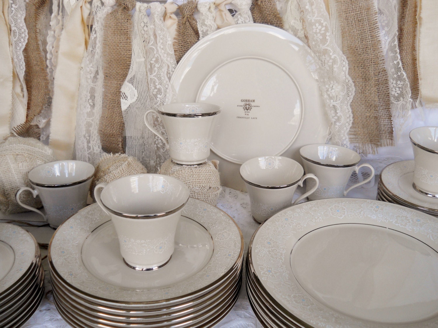 Vintage Gorham Chantilly Lace China Dinner Plates Salad Plates Etsy