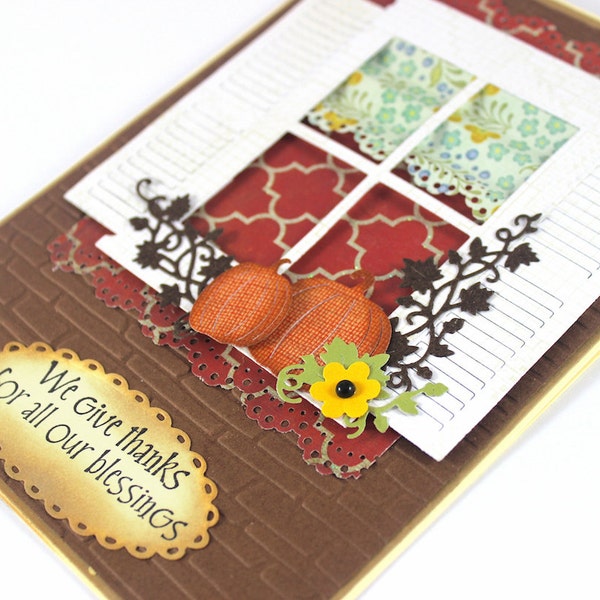 Handmade Thanksgiving Card - Thankful - Pumpkin - Fall - Autumn - Thanksgiving Cards - Greeting Cards