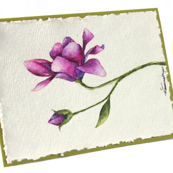 Watercolor, Handpainted Magnolia, Cotton Rag Paper