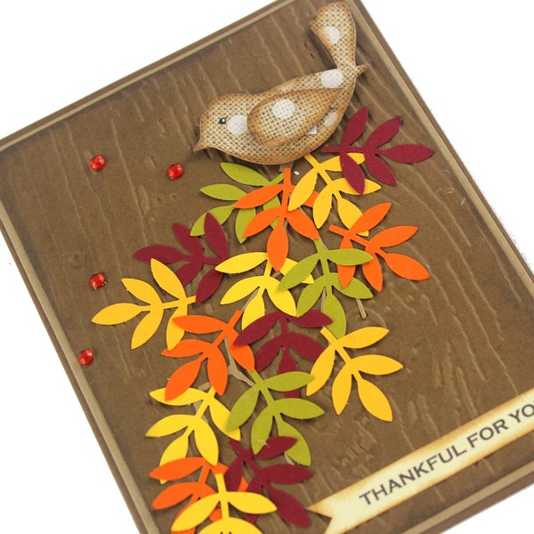 Thanksgiving Card - Thankful for you - Fall Leaves - Autumn Card