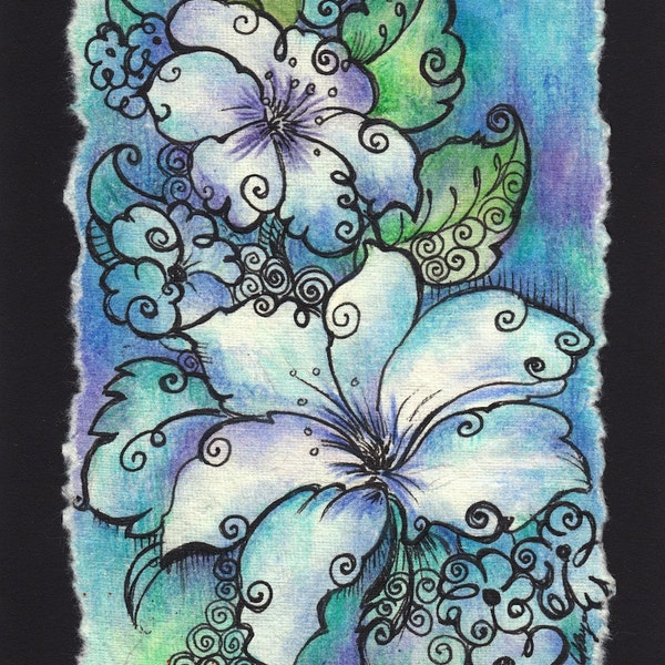 Original Handpainted Card - White Lilies