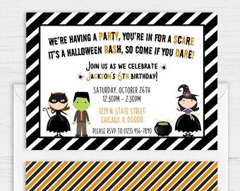 Halloween Birthday Invitation, Halloween Party Invitation, Halloween Costume Party Invite,