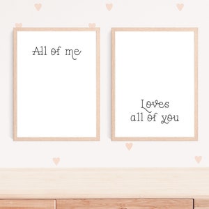 All Of Me Loves All Of You Digital Printable, John Legend Lyrics Print 8x10