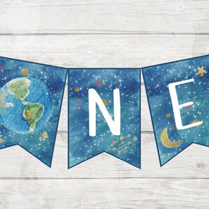 ONE Space Birthday Highchair Banner Printable (5x7)