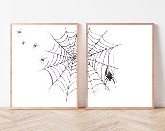 INSTANT DOWNLOAD, Halloween Spider Print,  Halloween Printable, Halloween Spiderweb Print, Halloween Decor, 8x10