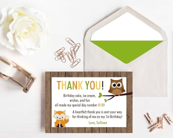Woodland Birthday Party | Thank You Card (3.5x5)