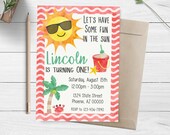 Summer Birthday Invitation, Watercolor Summer Invite, Fun In The Sun Invite