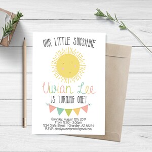 Our Little Sunshine First Birthday Invitation