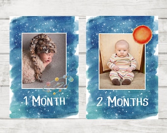 Space Birthday Monthly Photo Banner, First Trip Around The Sun Banner 4x6