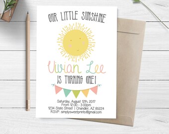 Our Little Sunshine First Birthday Invitation