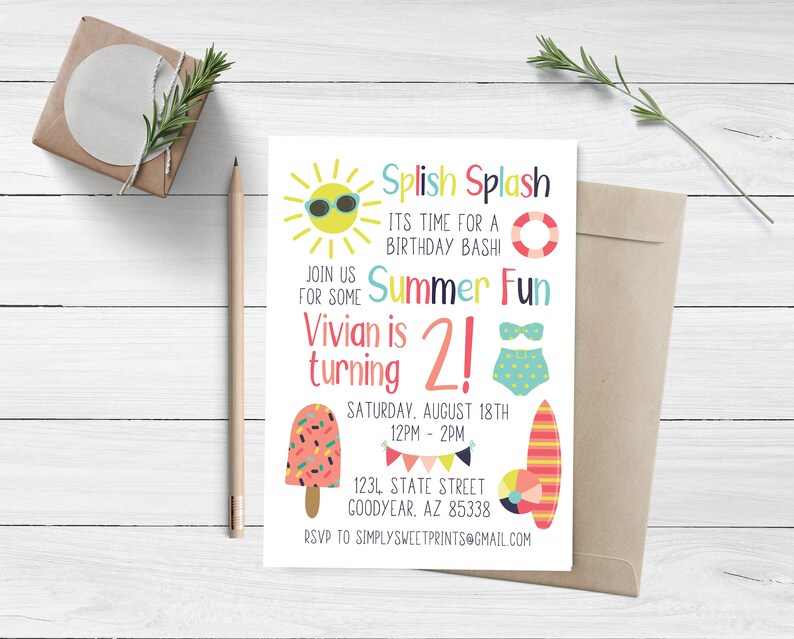 Summer Fun Birthday Invitation image 2