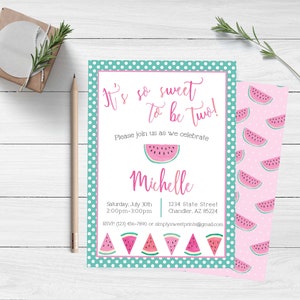 Watermelon Birthday Invitation, Watercolor Watermelon Invite