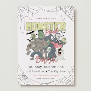 Monster Mash Halloween Party Digital Invitation