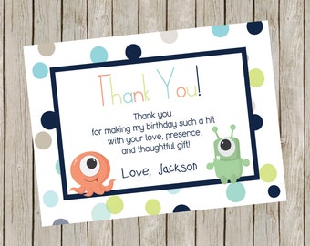 Little Monster Birthday Thank You, Monster Thank You Card