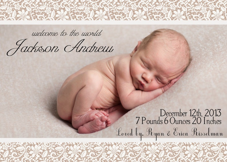 Lace Photo Birth Announcement
