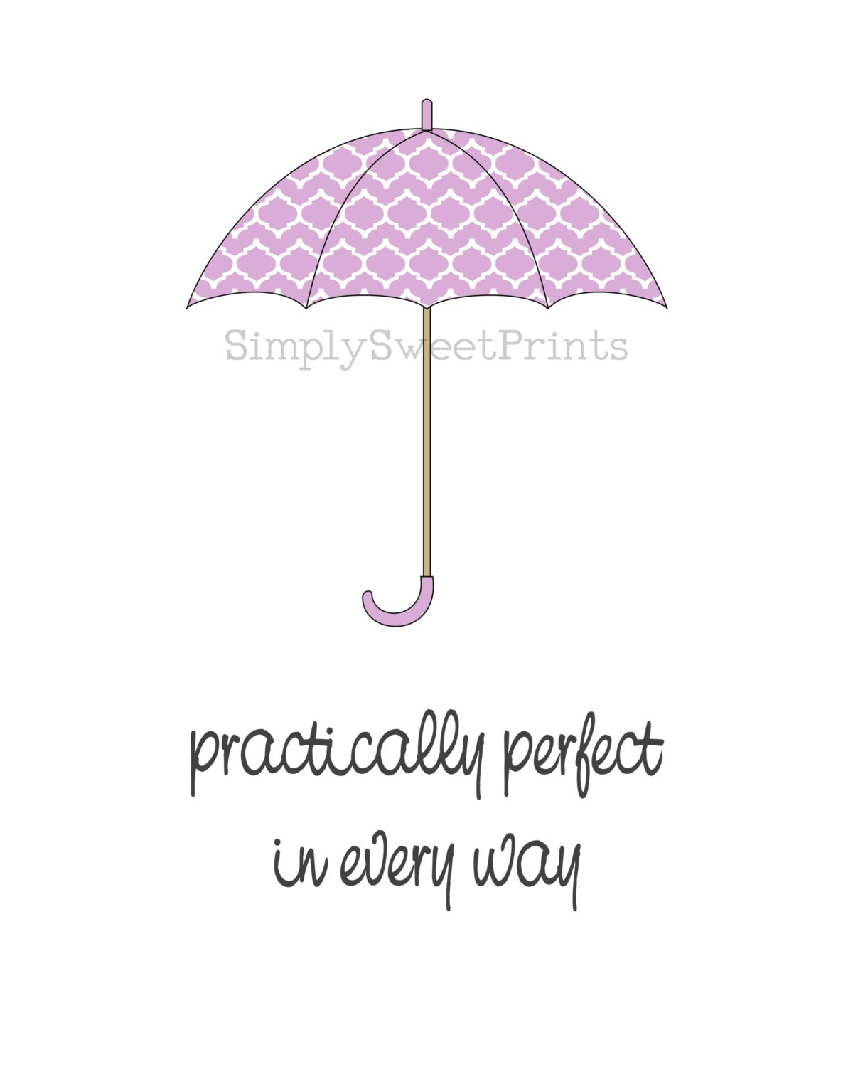 Practically Perfect in Every Way, Mary Poppins Quote, Purple Umbrella ...