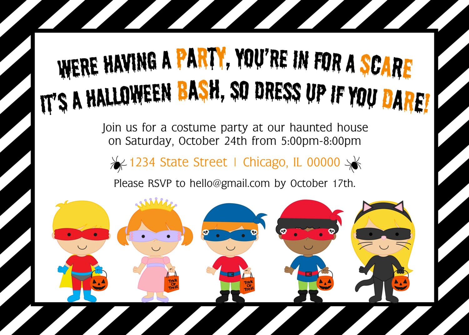 Halloween Costume Party Invitation Halloween Birthday Etsy UK