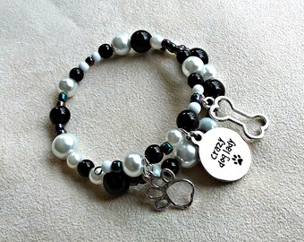 handmade memory wire bracelet with charms – all proceeds to Boston Terrier Rescue Canada