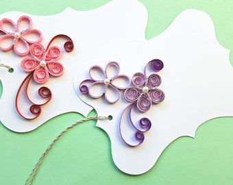 large hand made paper quilled gift tags – set of 2