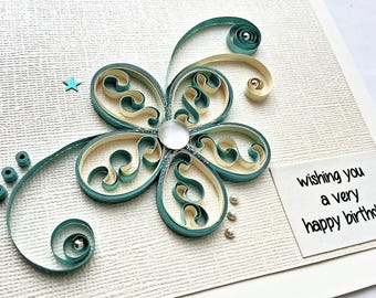 handmade paper quilled birthday card /