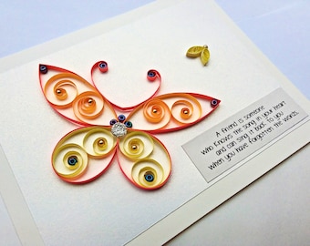 handmade paper quilled friendship greeting card